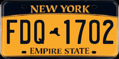 NY license plate FDQ1702