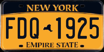 NY license plate FDQ1925