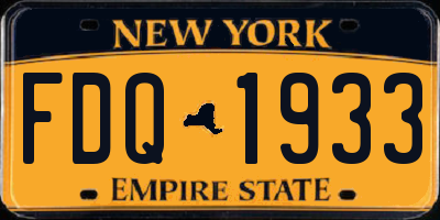 NY license plate FDQ1933