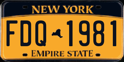 NY license plate FDQ1981