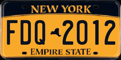 NY license plate FDQ2012