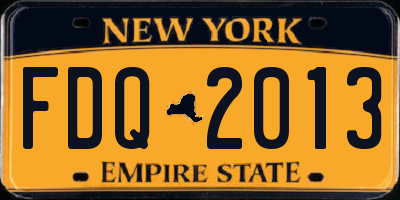 NY license plate FDQ2013