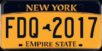 NY license plate FDQ2017