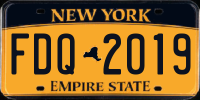 NY license plate FDQ2019