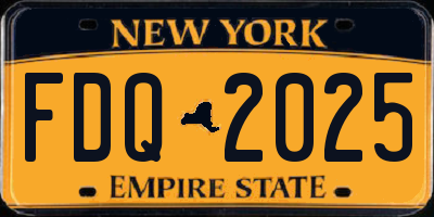 NY license plate FDQ2025