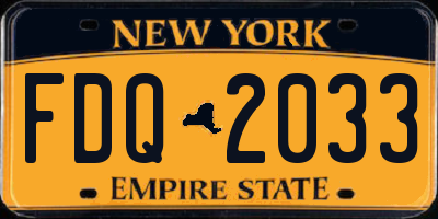 NY license plate FDQ2033