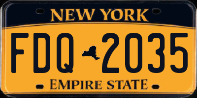 NY license plate FDQ2035