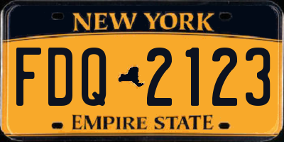 NY license plate FDQ2123