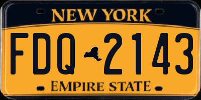 NY license plate FDQ2143