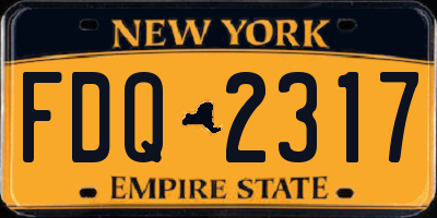 NY license plate FDQ2317