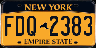 NY license plate FDQ2383
