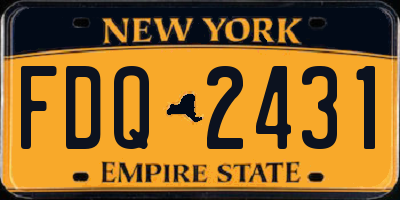 NY license plate FDQ2431