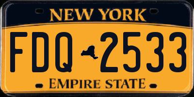 NY license plate FDQ2533