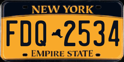 NY license plate FDQ2534