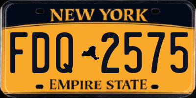 NY license plate FDQ2575