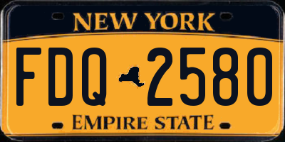 NY license plate FDQ2580