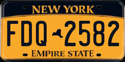 NY license plate FDQ2582