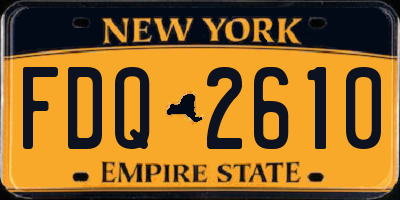 NY license plate FDQ2610