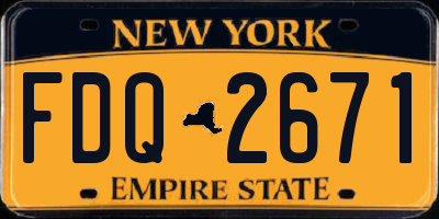 NY license plate FDQ2671