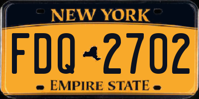 NY license plate FDQ2702