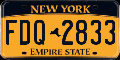 NY license plate FDQ2833
