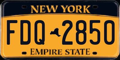 NY license plate FDQ2850