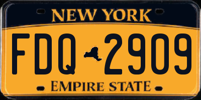 NY license plate FDQ2909