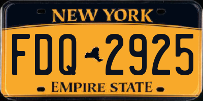 NY license plate FDQ2925