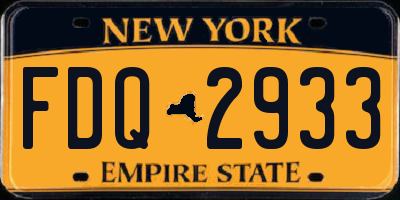 NY license plate FDQ2933
