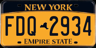 NY license plate FDQ2934