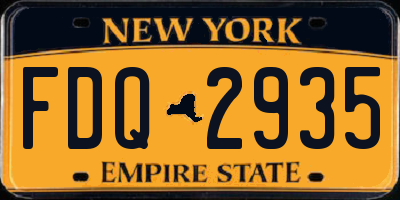 NY license plate FDQ2935