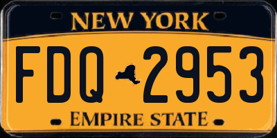 NY license plate FDQ2953