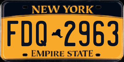 NY license plate FDQ2963