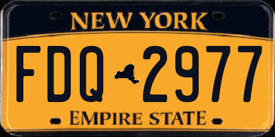 NY license plate FDQ2977