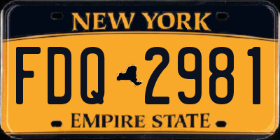 NY license plate FDQ2981