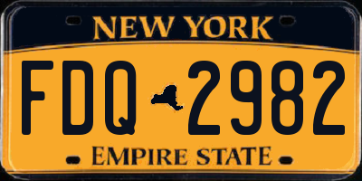 NY license plate FDQ2982