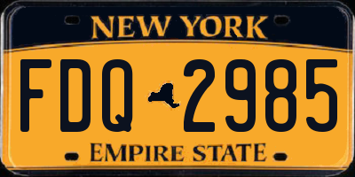 NY license plate FDQ2985
