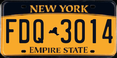 NY license plate FDQ3014