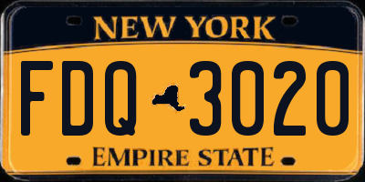 NY license plate FDQ3020