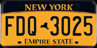 NY license plate FDQ3025
