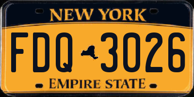 NY license plate FDQ3026