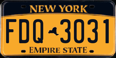 NY license plate FDQ3031