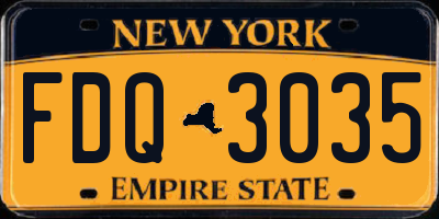NY license plate FDQ3035