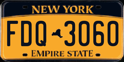 NY license plate FDQ3060