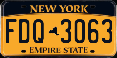 NY license plate FDQ3063