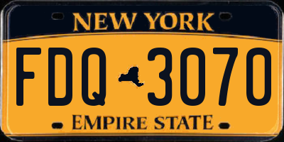 NY license plate FDQ3070