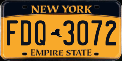 NY license plate FDQ3072