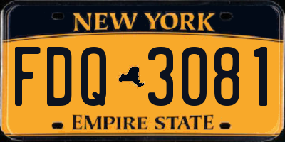 NY license plate FDQ3081