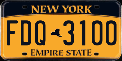 NY license plate FDQ3100