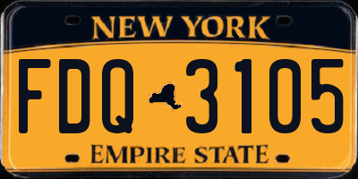 NY license plate FDQ3105